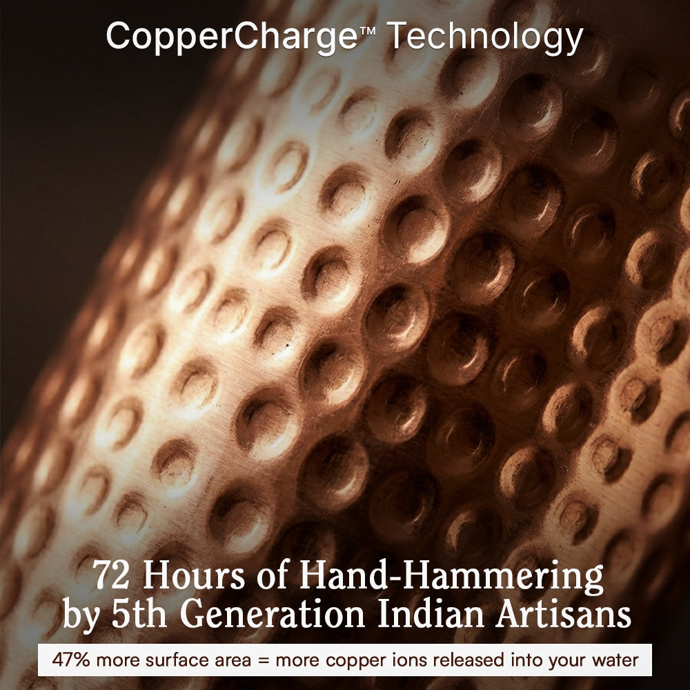 Certified Ayurveda® Pure Copper Water Bottles - V2 Hand-Hammered Edition